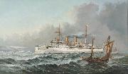 Henry J. Morgan HMS 'Bonaventure' Spain oil painting artist